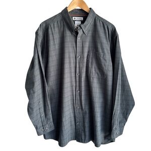 Columbia 100% Cotton Flannel Shirt Mens XL Grey Plaid Check Button Down Outdoor